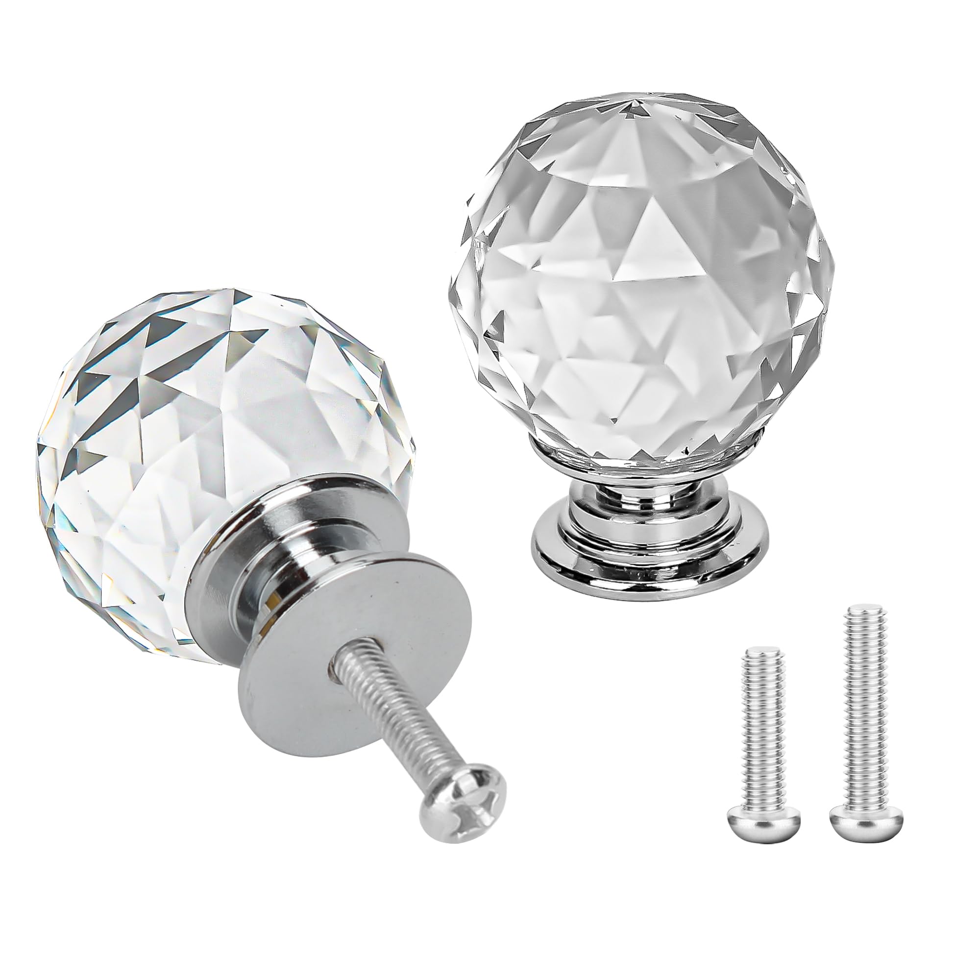 YEYIT Spherical Crystal Door Knobs - 12 PCS 30mm Glass Diamond Handles for Cabinet Drawer Dressing Table Decoration