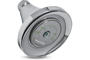 Niagara Conservation N3915CH Earth Luxe 3-Spray with 1.5 GPM 3.35-in. Wall Mount Adjustable Fixed Shower Head in Chrome, 1-Pack | Bathroom Shower Head Sprayer with Pressure Compensation