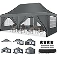 COBIZI Canopy 10x20 Pop Up Canopy Tent with 6 Sidewalls, Waterproof Commercial Canopy Ez Outdoor Instant Gazebo UV Protection 50+ Event Shelter, Garden Tents for Parties with Sandbags, Grey