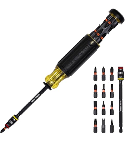 Klein Tools 32308 Multi-bit Stubby Screwdriver, Impact Rated 8-in
