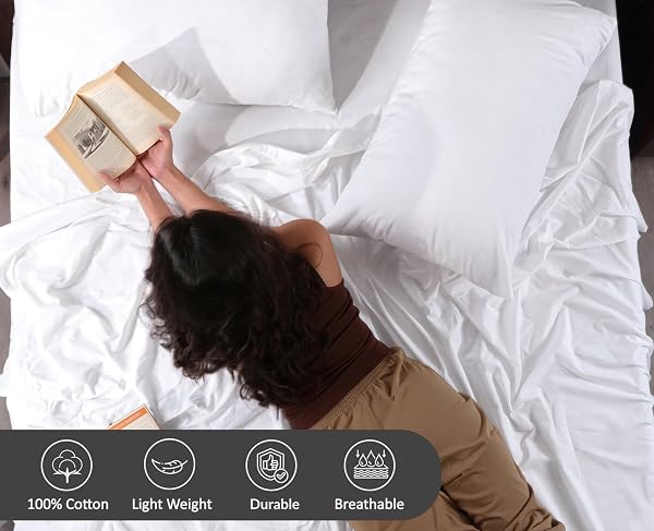 RUVANTI 100% COTTON PERCALE SHEETS, QUEEN SIZE, 6 PIECE SET, BRIGHT WHITE