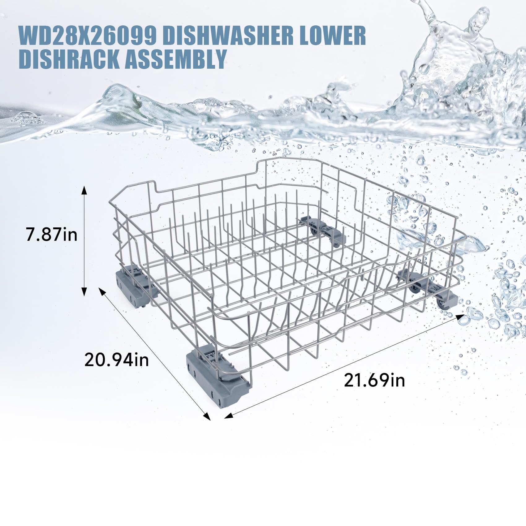 Upgraded WD28X26099 WD28X34744 Dishwasher Lower Rack Assembly Compatible with GE dishwashers, Coated with imported nylon material, Replaces WD28X24396, WD28X10346, WD28X22506, WD28X22696 ect