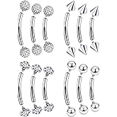 Ylqjksk 18G Internal Thread Eyebrow Piercing Jewelry Surgical Steel Curved Barbell Tiny Eyebrow Ring Vertical Labret Lip Jewelry Ear Rook Small Belly Button Ring for Women Men 6mm/8mm/10mm