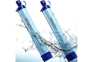 AIMERY 2 Pack MHarbor Personal Water Filter Straw, Portable Outdoor Emergency Survival Gear for Hiking, Camping, Travel, Hunting & Fishing