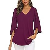 Tencole Womens Tops 2025 Summer Trendy Dressy Shirts 3/4 Sleeve Blouses Tunic V Neck Casual