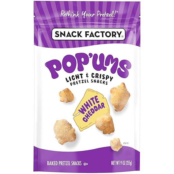 SNACK FACTORY POP’UMS WHITE CHEDDAR PRETZEL SNACKS, 9 OZ BAG