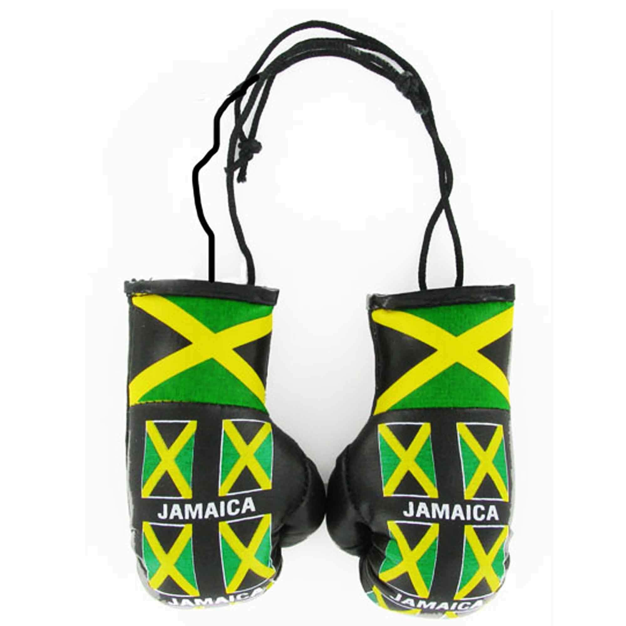 Multi Flag Jamaican Flag Display Mini Boxing Gloves for the Car or Home