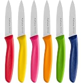 Ruffulon Serrated Paring Knife,Stainless Steel,6 Piece Fruit Knife,Colorful | Vegetable knife with PP Plastic Ergonomic Handle,Paring Knives With Serrated Blade,Ultra Sharp Small Kitchen Knife