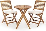 TANGZON Wooden Folding Bistro Set with Cushions, Acacia Garden Furniture view 1