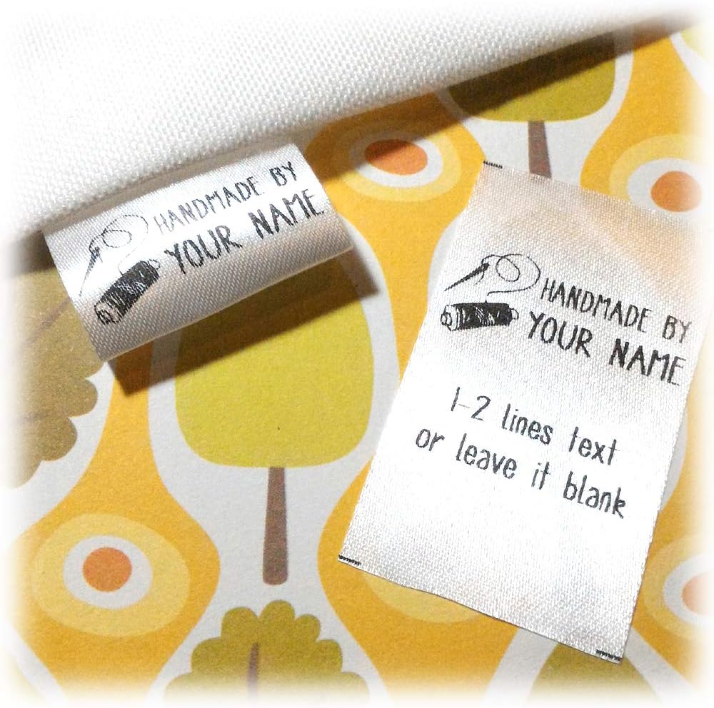 100 Pcs Custom Clothing Label Sewing Hanging Name Needle And Thread Image Design Handmade Business Text Logo Personalized Soft Satin Ribbon Waterproof Washable Label Size 30mm Amazon Co Uk Office Products