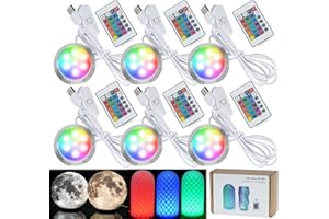 3DZWMAN Remote Control RGB LED Lamp Kit 001 for Bambu Lab H2D/X1/P1P/A1 mini anycubic Multicolor f RGB Includes Button Battery Makerworld 3D Printed DIY Hardware Model Spare Parts 5V USB Powered（6kit）
