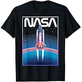 NASA Distressed Retro Rocket Poster Style T-Shirt