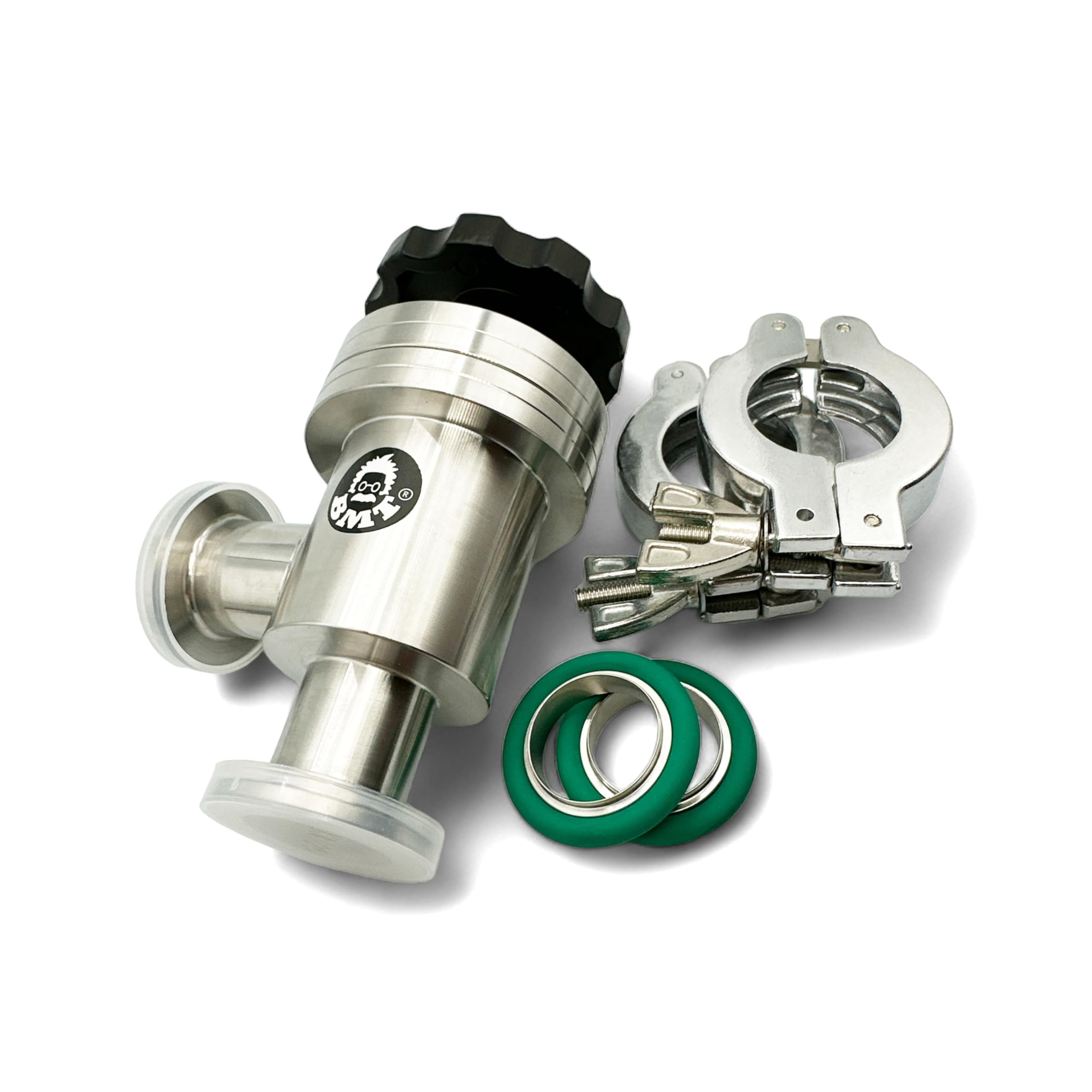 Photo 1 of bmotiontech Manual Right Angle Valve, Bellow Seal Valve, with ISO-KF KF25 Flange + 2 Sets Aluminum Wing nut Clamps + Centering Rings + FKM O-Rings (KF25 90°Angle Valve)