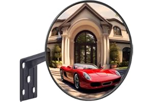 8 Inch Convex Mirror Outdoor with Adjustable Bracket,Driveway Mirror, Garage Blindspot Mirror for Stores, Warehouses and High