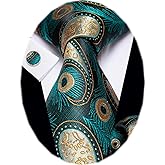 YourTies Paisley Tie Sets Floral Necktie Handkerchief Cufflinks Set Silk Woven Ties Business Wedding Party