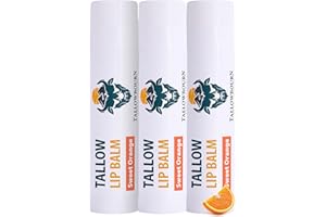 Tallowbourn Moisturizing Tallow Lip Balm β Grass-Fed Beef Tallow with Organic Coconut Oil, Beeswax, and Vitamin E β Sweet Ora