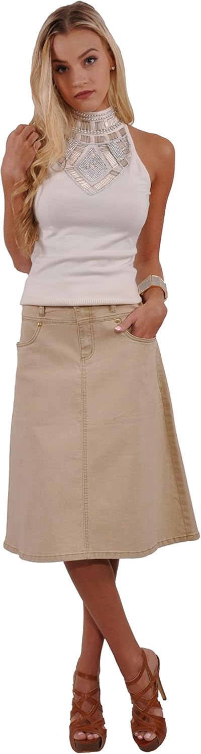 khaki jean skirt