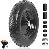 AR-PRO 4.80/4.00-8" Flat Free Tire and Wheel - 14.5" Solid Wheelbarrow Tires with 3" -7" Centered Hub and 5/8" Extra 3/4"Bearings - Universal for 4.80-8 4.00-8 4.00-6 3.50/3.00-8 Wheelbarrow Wheels