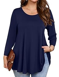 JollieLovin Womens 3/4 Sleeve Loose Fit Swing Tunic
