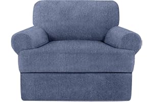 Jcones 2 Pieces T Cushion Chair Covers with Arms Super Stretch Chair Slipcover for Living Room Pet Dog Universal Slip Cover Anti Slip Armchair Furniture Protector (Blue Gray, 1 Cushion)