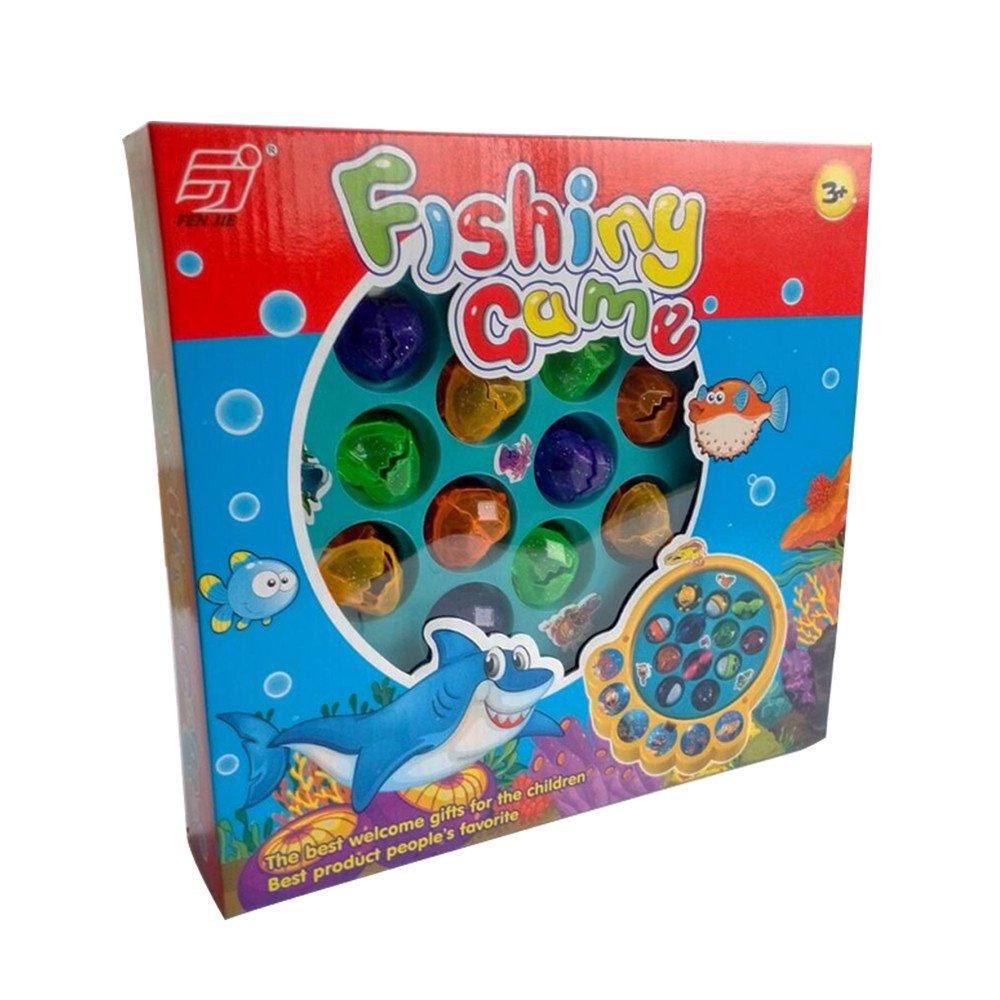 Musical Electronic Fishing Rod Board Game Diamond Shaped Play Set with Rotating Board Educational Learning Pretend Toy for Kids Children Boys Girls 3 4 5 Years Old