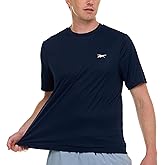 Reebok Rash Guard for Men Short Sleeve, Mens Swim Shirt, Sun Shirt UPF+ 50 UV Protection