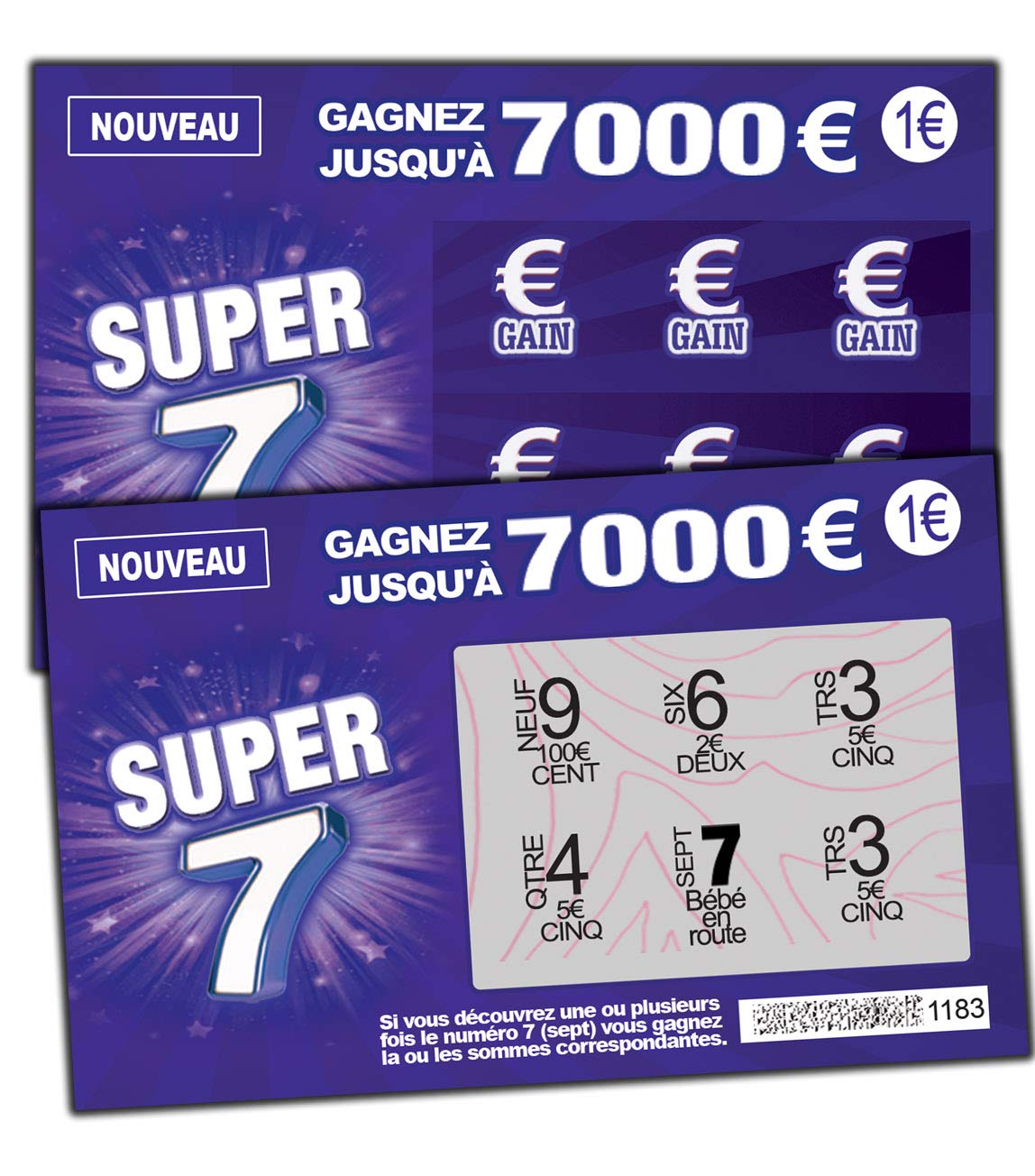 5 x French Baby Announcement Scratch Cards Shows Win as"bébé en Route"