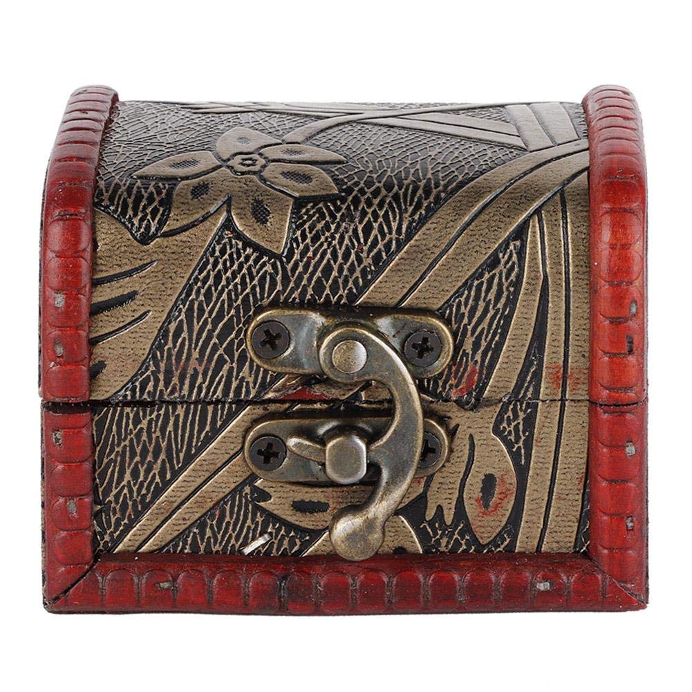 Vintage Jewelry Box, Wooden Storage Case, Wooden Jewelry Lock Box Gift Organizer, Women Vintage Jewelry Container, Vintage Small Treasure Chest Decorative(Narcissus)
