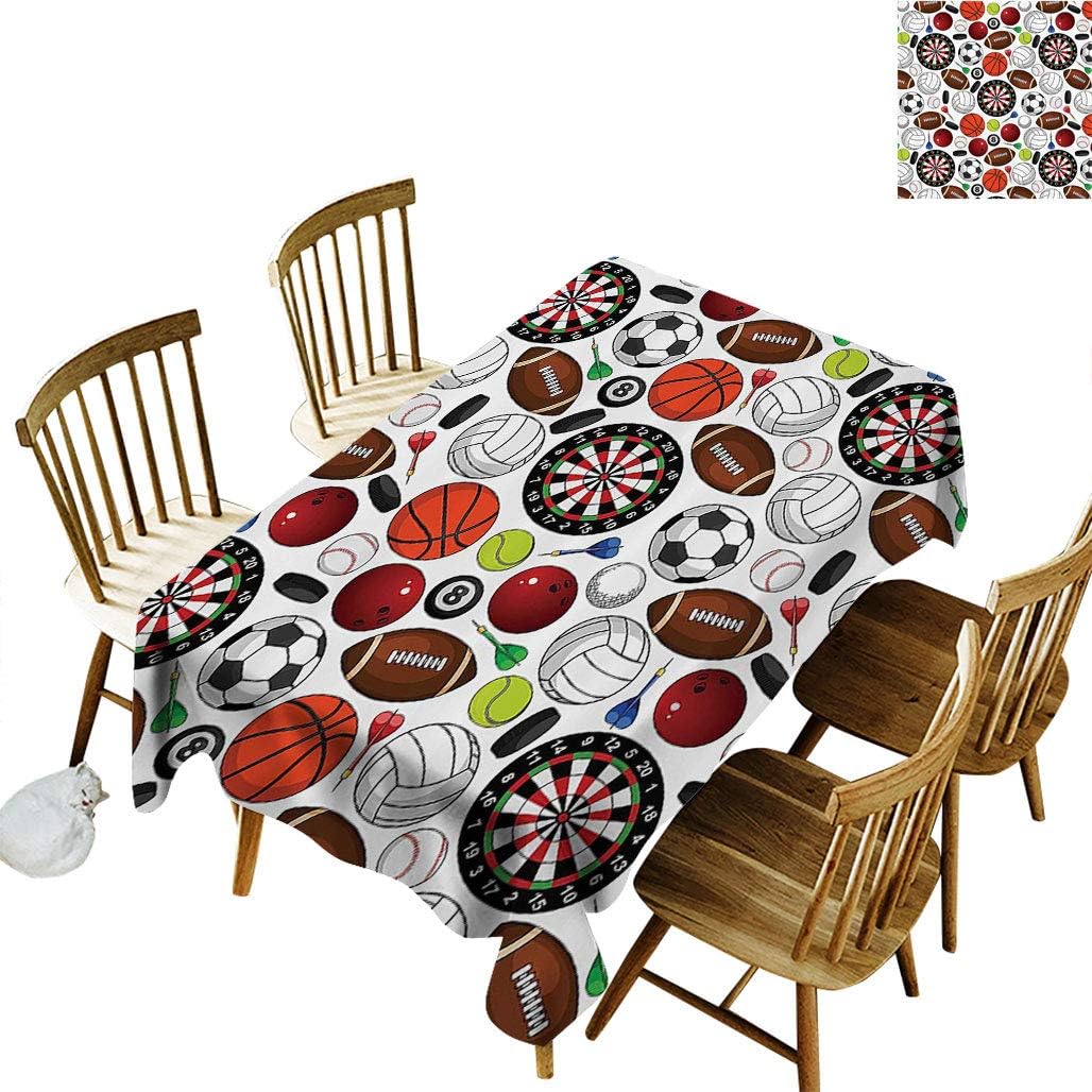 Sports Decor Oblong Polyester Tablecloth, Pattern with