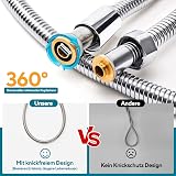 Aopoy Shower Hose 1m Chrome Stainless Steel Anti-Kink Leakproof 1/2in 39" view 2