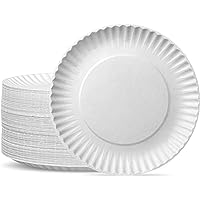 GUSTO [9 Inch - 300 Pack] Uncoated White Paper Plates - Disposable Party Plates, Decorative Paper Plates for Crafts (Formerly
