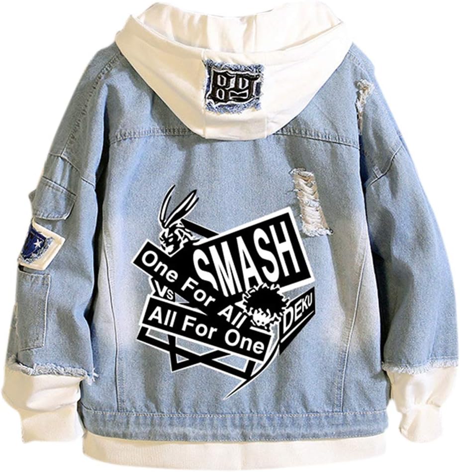 My Hero Academia Hoodie Kids, Teen Boys Girls Todoroki Deku Toga Kirishima Bakugou All Might Ua Dabi Asui Hooded Jeans Jacket Sweatshirt Men Women Anime Cosplay Jumper Pullover Clothes