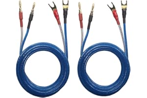 KK CABLE KK YB-ZB 1pair Set(4 Spade Plug & 4 Banana Plug) HiFi OFC Speaker Wire, Spade Plug to Banana Type Plug 1.5M(4.92ft)/3M(9.84ft)/5M(16ft), KK YB-ZB (5M(16.4ft))