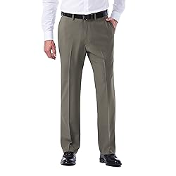 Haggar mens Eclo Stria Expandable-waist Plain-front