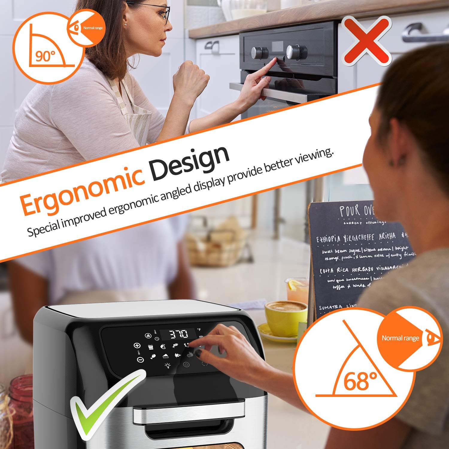 whall Air Fryer, 13QT Air Fryer Oven, Family Rotisserie Oven, 1700W Electric Air Fryer Toaster Oven, Tilt led Digital Touchscreen, 12-in-1 Presets for Baking, Roasting, Dehydrating, with Accessories: Kitchen & Dining