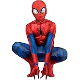 Marvel Spider-Man Official Youth Deluxe Zentai Costume - Deluxe Two-Way Stretch Spandex with Invisible Zippers and Wrist Openings for Added Convenience (M) Multi