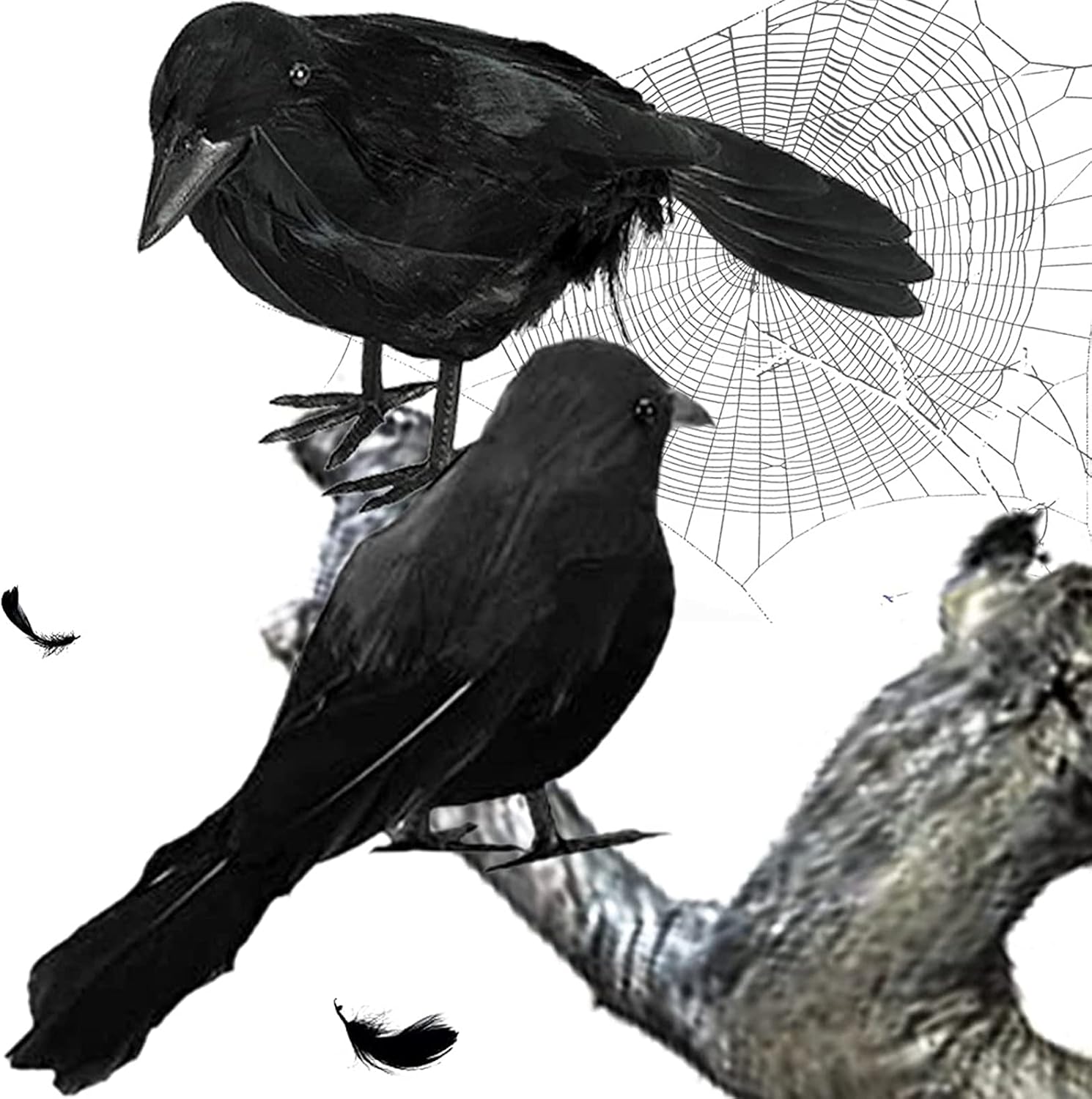 Holiday Décor Storage - 2pcs Black Crow Realistic Feathered Birds Halloween Party Decorations Prop 6.3
