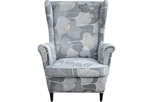 NILUOH Wingback Chair Slipcover 2-Piece Stretch Wingback Chair Sofa Slipcover Armchair Cover Printed Furniture Protector Couch Soft with Elastic Bottom for Living Room, 15
