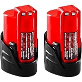 SupeRakita Battery Replacement for Milwaukee M12 12v: Batteries 4.0 ah Lithium Compatible with Milwaukee 12 Volt M12 Cordless Power Tools 48-11-2401 48-11-2411 48-11-2420 48-11-2402 2 Pack