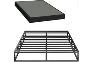 SUPERAY Full Box Spring, 5 inch Box Spring for Full Bed, Heavy Duty Metal Bed Frame with Fabric Cover, 3000lbs Max Weight Capacity Bed Base Mattress Foundation, Easy Assembly, Noise Free, Black