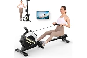 Rowing Machines for Home,Hartwares Magnetic Rowing Machine with 77lbs High Resistance Rowing Machine,16 Levels of Quiet Resistance,Rower Machine for Home Row Machine,App Compatible,LCD Monitor