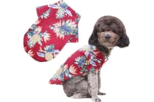LHYZ PARK Hawaiian Shirt for Small Dogs & Cats - Lightweight Breathable Pet Tshirt with Vibrant Fade-Resistant Colors for Small Dog cat Daily Use (L, RED)