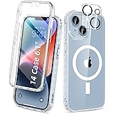 BANLEA Compatible with iPhone 14 Case Clear, Built-in Screen Protector, with Camera Lens Protector, [Compatible with MagSafe] Full Body Phone Case, Magnetic Protective Cover for 14 6.1" (Clear)