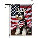 Starlit Patio Patriotic July 4th Garden Flag Schnauzer Dog American Flag 12x18 Inch Double Sided Seasonal Summer Yard Flag Outdoor Decoration for Porch Lawn Patio Independence Day Memorial Veterans