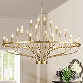 Widluth 47.2" Modern Large Gold Chandelier Vintage 24-Lights Mid Century Modern Candle Style Chandeliers Light Fixture Vintag
