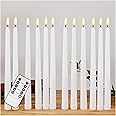 Ni-JASW White Flameless Taper Candles with Remote, Flickering LED Battery Operated Candlesticks Set of 12