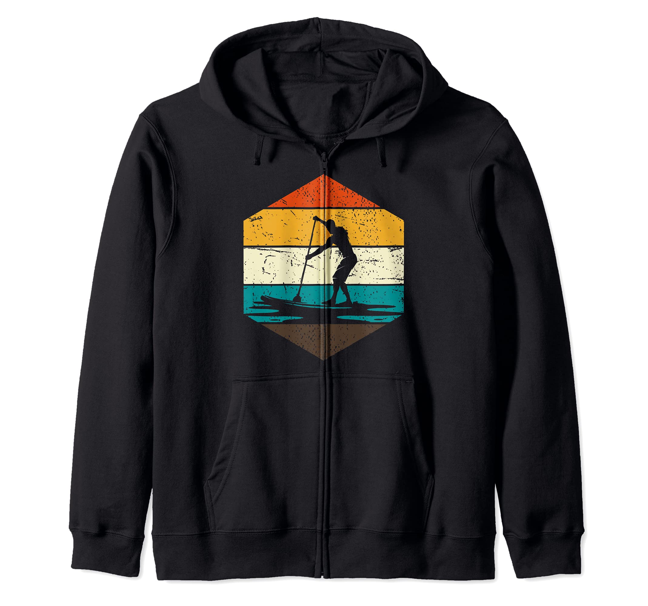 Retro Paddler Stand Up Paddling Paddleboarder Sports SUP Zip Hoodie