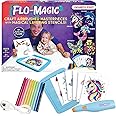 Flo-Magic Enchanted Airbrush Marker Stencil Art Set | Washable Non-Toxic Rechargeable Craft Kit | Unicorn Mermaid Dolphin Flowers Butterfly; for Kids Age 5 6 7 8 9 10