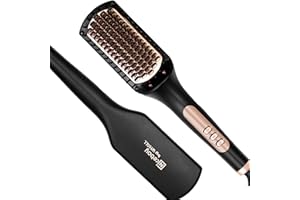 Nicebay Hair Straightener Brush, Negative Ion Hair Straightening Brush for Women, Anti-Scald & Auto-Off Feature, Fast Heating & 6 Temp Settings