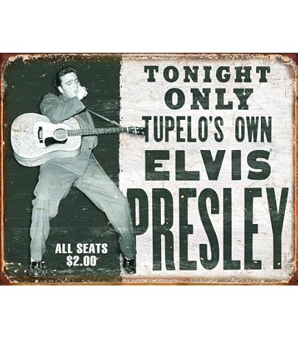 Cool Johnny Cash & Elvis Presley Concert Metal Tin Sign - Retro 8x12 Wall Decor